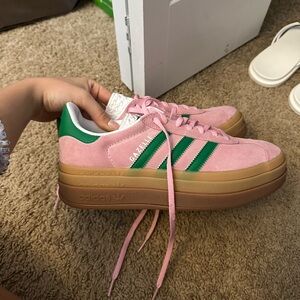 pink and green women’s adidas gazelle